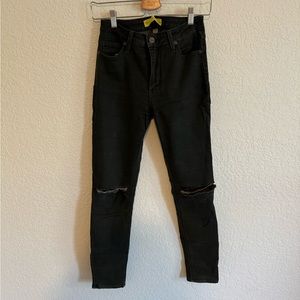 William B Deep Olive Green Slit Knee High Waisted Jeans